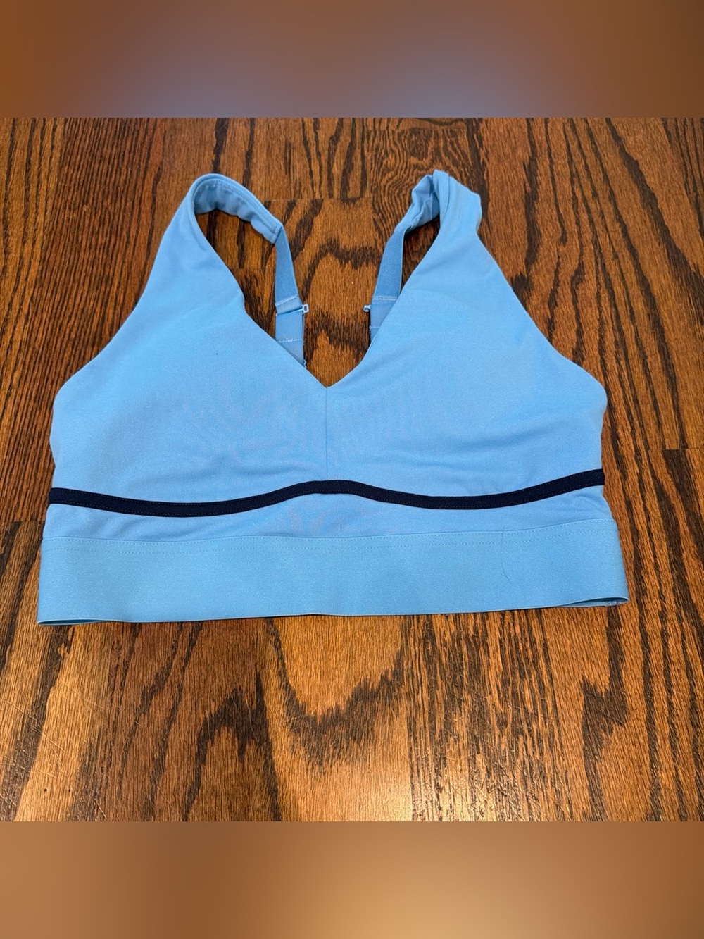Fabletics Light Blue Sports Bra with Navy Band
